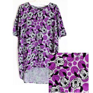 LulaRoe Disney IRMA Tunic XS Minnie Mouse Shirt High Low Knit Gray Purple Comfy